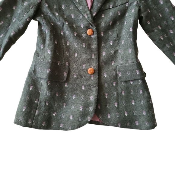 ANTHROPOLOGIE MADCHEN Green Floral Geometric Print Button Blazer Size XS - Picture 2 of 9